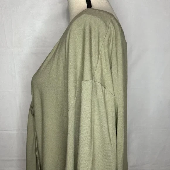 J Jill Stretch Womens Sz 3X Olive Green Faux Wrap Crossover Tunic Big Buttons - Picture 5 of 7